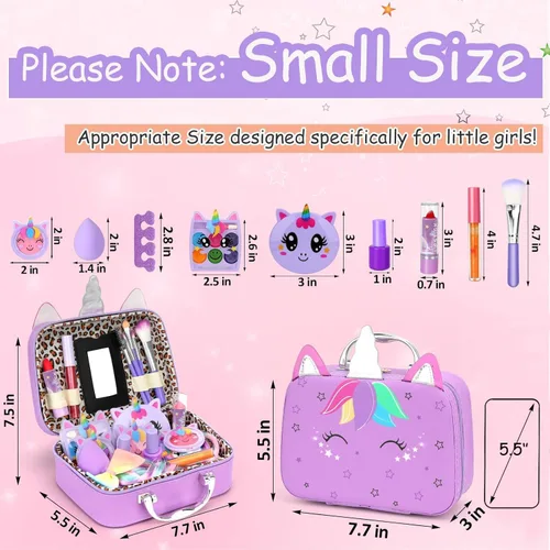 Miniatura 2 de Heaning - Juguetes de maquillaje para niñas, seguros, no tóxicos, lavables Unicorn Theme, Great Starter Make up Kit for Toddlers, Princess Morado