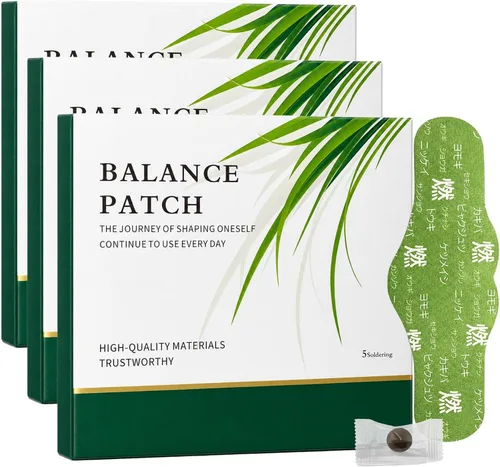 Parche de equilibrio de hierbas japonesas, ingredientes a base de plantas, diseño adhesivo cómodo, fácil uso tópico, 3 cajas, 15 parches (3)