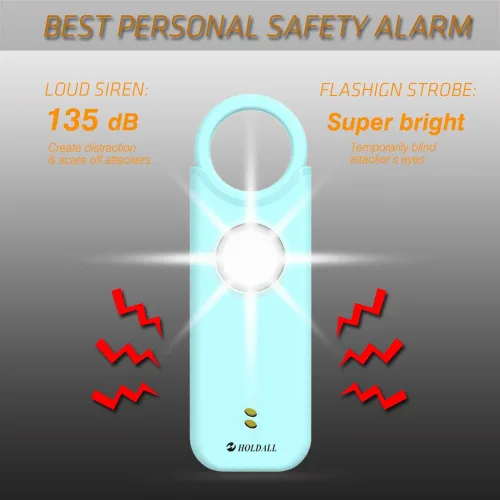 Miniatura 2 de Alarma de seguridad personal para mujeres, sirena fuerte de 135 dB con luz estroboscópica, advertencia acústica, alarma de seguridad de emergencia