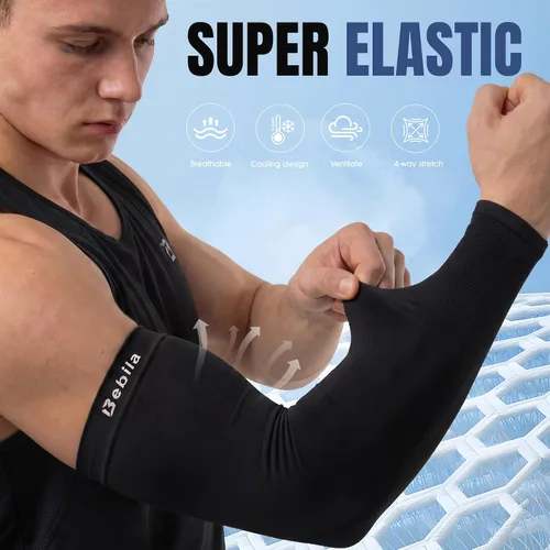 Miniatura 2 de Bebila Mangas de brazo para hombres y mujeres, protección solar UV, mangas de compresión de enfriamiento para baloncesto, golf, al aire libre