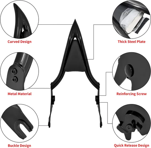 Miniatura 6 de Respaldo de Motocicleta Barra Sissy Desmontable Respaldo de Pasajero Ensamblado Compatible con Harley Touring Road King Road Glide Street Glide Negro