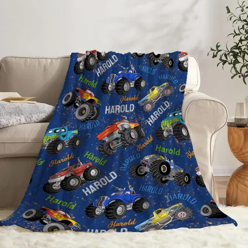 Miniatura 21 de Manta de bebé con texto en inglés «Just A Boy Who Loves Trucks» para niños y niñas, manta súper suave para envolver al recién nacido, acogedora