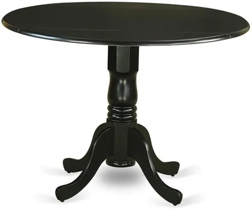 Miniatura 3 de East West Furniture DLVA3-BLK-W, juego de dinette de 3 piezas para espacios pequeños que incluye una mesa de comedor redonda con hojas abatibles y 2