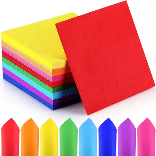 Miniatura 8 de Sherr 240 servilletas de almuerzo multicolor desechables arco iris, suministros para fiestas, papel neón pastel, servilletas de cóctel de 2 capas