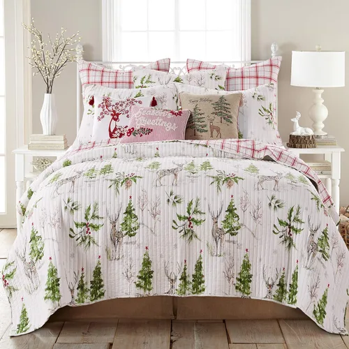 Miniatura 9 de Levtex Home - Juego de edredón con campanillas de trineo - Edredón individual 68x88 + una funda de almohada estándar 20x26 - Árbol de Navidad y reno