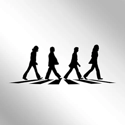 Beatles Abbey Road Calcomanía Crosswalk Sticker Mercancía Memorabilia Álbum Disco Banda Icónica Pepper Vinilo Negro | Calidad Premium | 7 Pulgadas |