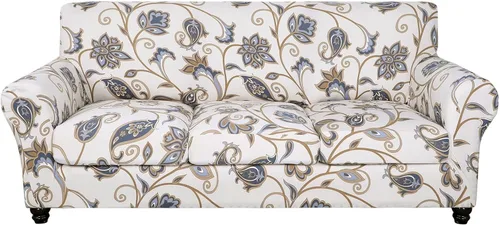 Miniatura 21 de SearchI Funda elástica para sofá con estampado, Fundas para sofá con diseño floral, 2 piezas de funda elástica para sillón con funda de cojín
