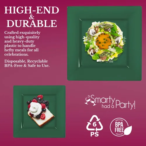 Miniatura 3 de Platos de plástico desechables – Platos cuadrados resistentes – Suministros para fiestas a granel para todas las ocasiones