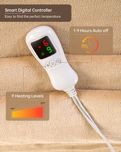 Miniatura 4 de Manta térmica eléctrica, calentador de manta lavable para el hogar para adultos, calentamiento rápido, franela suave súper acogedora de 50 x 60