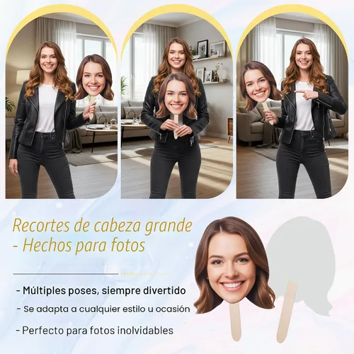 Miniatura 5 de Recorte de cabeza grande en un palo – Recortes faciales personalizados para fiestas, graduaciones, cumpleaños o bodas Accesorio de foto