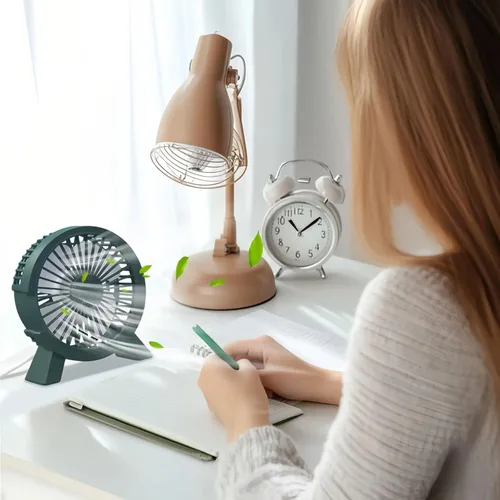 Miniatura 3 de Ventilador de escritorio USB portátil, mini ventilador de 4 aspas con motor ultra silencioso de 1.5 W, brisa natural para viajes de oficina en casa