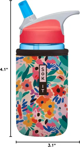 Miniatura 2 de Sok It BotlSok Funda para botella de agua con cubierta de neopreno aislante (Floral abstracto, se ajusta a CamelBak o Nalgene de 12 onzas)