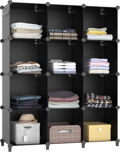 Organizadores de armario y almacenamiento, organizador de almacenamiento de 12 cubos, estantes de ropa portátiles para organización de armario para