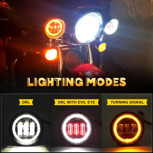 Miniatura 2 de LX-LIGHT lámparas Cree LED para niebla, 2 unidades, cromadas, de 4.5 pulgadas para motocicletas Harley Davidson