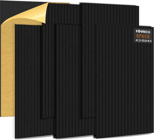 EVERECO Paquete de 6 paneles acústicos grandes, 47.2×23.6×0.4 pulgadas, paneles insonorizados para pared, adecuados para sala de medios, estudio de