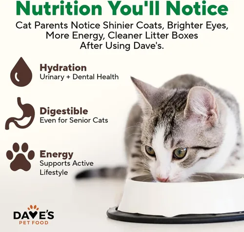 Miniatura 4 de Dave's Pet Food Paté húmedo sin granos para gatos (Turquía), fabricado en Estados Unidos naturalmente saludable, conservado, vitaminas y minerales