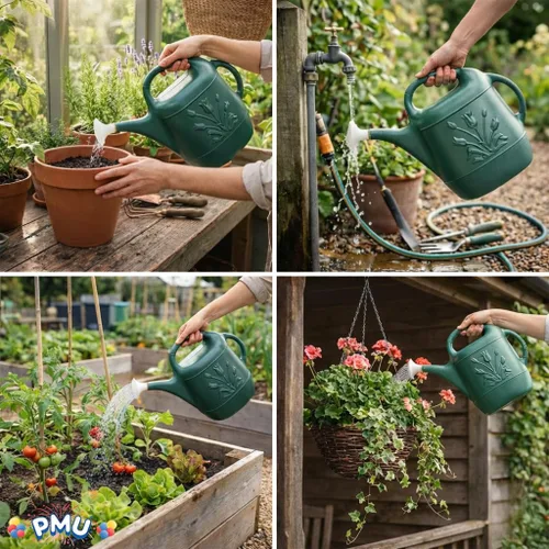Miniatura 7 de PMU Regadera de 2 galones - Regadera de jardín para plantas de interior y exterior - Regadera de plástico con cabezal de rociador desmontable