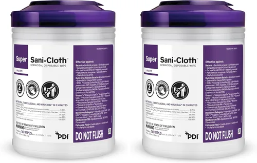 Miniatura 8 de PDI -Q55172 Desinfectante profesional de superficies desechables Super Sani-Cloth Wipes, 160 unidades - Morado