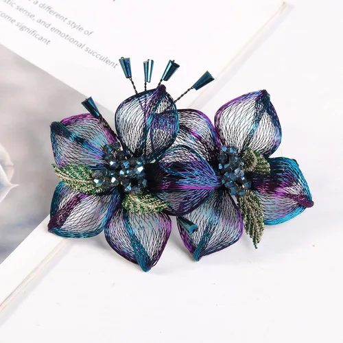 Miniatura 4 de Mistofu Pasadores de alambre de cobre de 3.93 pulgadas, tejido a mano, diseño de alto nivel, accesorios elegantes para el cabello, regalos