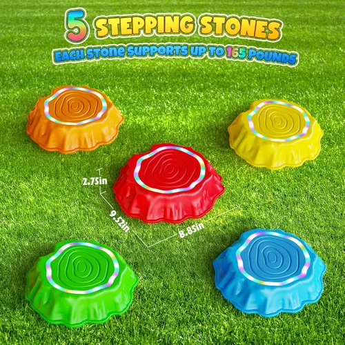 Miniatura 7 de Flooyes Escalones luminosos para niños, 6 piezas con música, escalones antideslizantes, juguete sensorial para habilidades de equilibrio