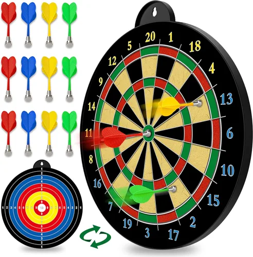 Tablero magnético de dardos – 12 dardos magnéticos – Excelente juego de interior y juegos de fiesta – Regalos para niños de 5, 6, 7, 8, 9, 10, 11,