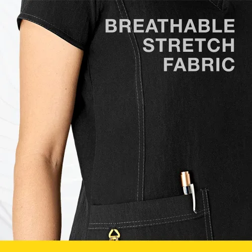 Miniatura 6 de WonderWink cuatro playeras para ambo deportivas, elastizadas, con escote en V para mujer