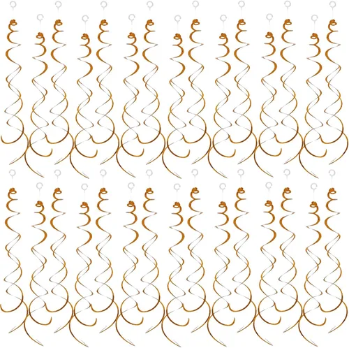 Miniatura 23 de 30 piezas de decoración de fiesta de remolinos colgantes, decoraciones de papel de aluminio, espiral, serpentina de plástico para techo, cumpleaños