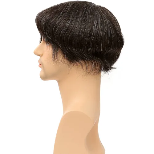 Miniatura 9 de Toupee de piel fina suave de 0.002 in PU 10x8 pulgadas reemplazo de cabello para hombres postizo 100% europeo piezas de cabello humano para hombre