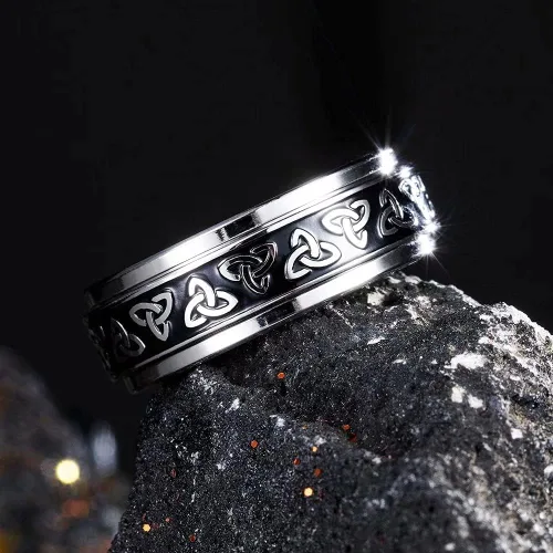 Miniatura 10 de King Will Anillo giratorio de acero inoxidable 316L para hombres y mujeres, 0.315 in de dragón/nudo celta, anillo para ansiedad para aliviar