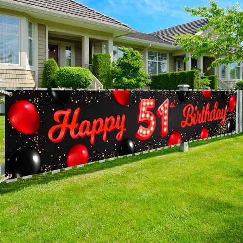 Miniatura 22 de Cartel de feliz cumpleaños número 10 color rojo y negro, globos para decoración temática para patio, jardín, niñas, mujeres, princesas, decoraciones