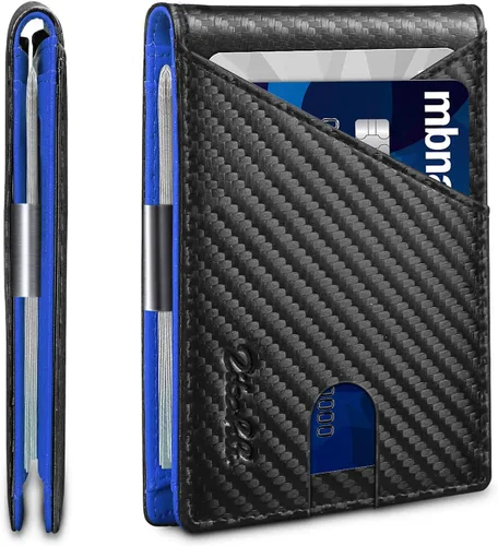 Zitahli - Billeteras delgadas RFID para hombres, billetera de cuero flexible con clip de dinero, cartera minimalista con bolsillo frontal para