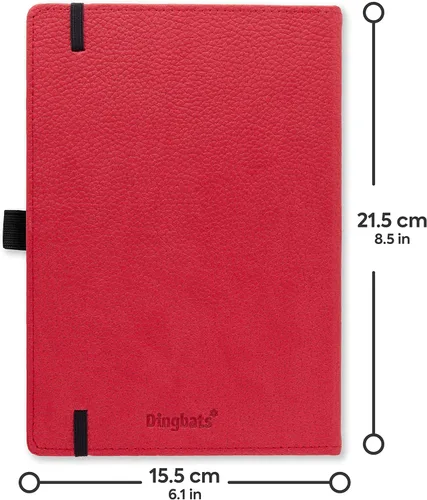 Miniatura 2 de Dingbats* Cuaderno de Diario Wildlife A5 - Tapa Dura de Cuero Vegano - Ideal para Trabajo, Viaje, Escritura - con Bolsillo, Cierre Elástico y rojo
