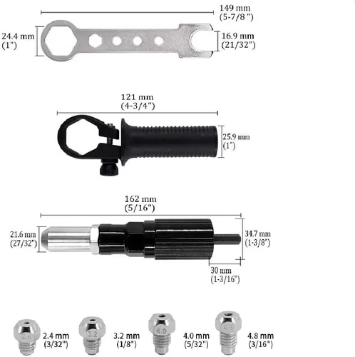 Miniatura 2 de Herramienta de remache pop, kit adaptador profesional de remachador inalámbrico, accesorio de taladro de tuerca remachadora para taladro eléctrico