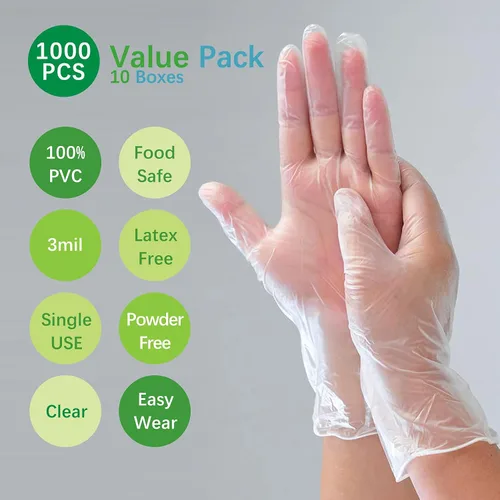 Miniatura 2 de Dr.GreenPanda Clear Vinyl Disposable Gloves Food Safe Latex Free Powder Free for Cooking Cleaning Food Service GPVF or MPVF