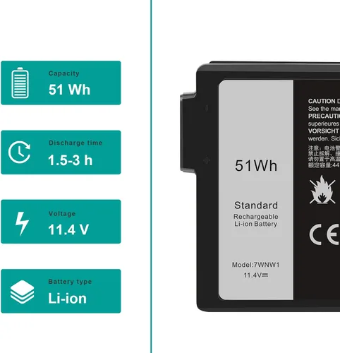 Miniatura 3 de 7WNW1 GK3D3 - Batería para portátil compatible con Dell Latitude 5424 5420 Rugged 7424 Extreme P85G P86G P137G P137G001 P137G002 P85G001 P86G001
