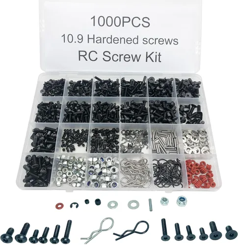 Miniatura 6 de Juego de tornillos universales RC de 1000 piezas, juego surtido de tornillos, sujetadores de hardware para Traxxas Axial Redcat HPI Arrma SCX10 Losi