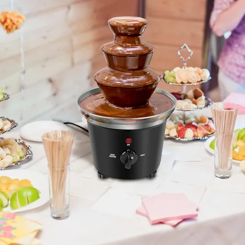 Miniatura 7 de Máquina de fuente de chocolate, calentador de máquina de inmersión de plástico para derretir chocolate, fuente de queso de torre de 3 niveles, mini