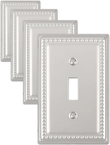 Paquete de 4 cubiertas para interruptor de luz, cubierta decorativa para interruptor de níquel satinado, placas de pared metálicas de palanca única,