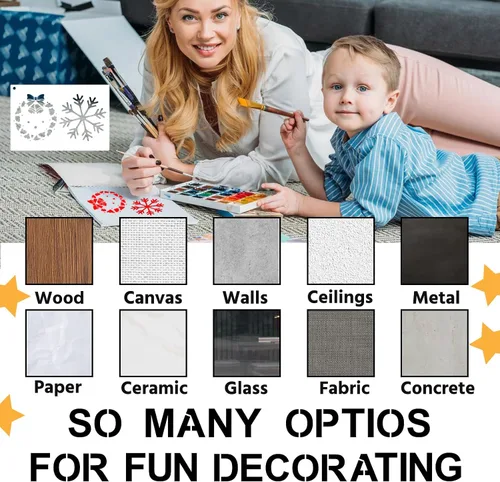 Miniatura 6 de BAMIDELE Plantillas de letras para pintar sobre madera, 50 piezas de plantillas de dibujo del alfabeto de caligrafía con números, signos, flores