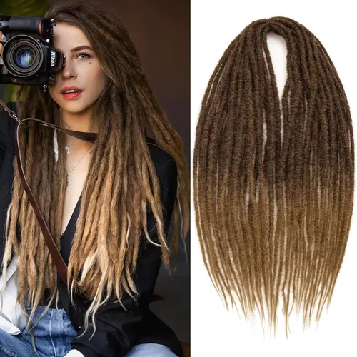 Miniatura 4 de 20 hebras de 24 pulgadas, extensiones de rastas color burdeos, rastas de cabello de ganchillo para mujer, hechas a mano, suaves, trenzas de cabello