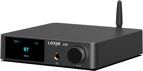 LOXJIE Amplificador de potencia de audio estéreo de alta fidelidad A30 y amplificador de auriculares, amplificador de chip MA12070 clase D de