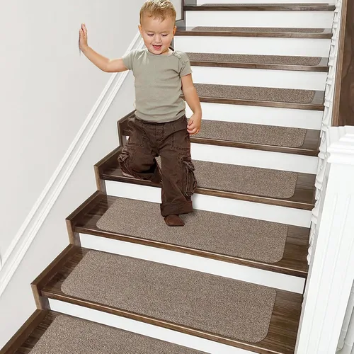 Cosy Homeer - Alfombra antirresbalante para escaleras, de 30.0 x 8.0 in, para escalones de madera, alfombras para niños y perros, 100% poliéster, 15