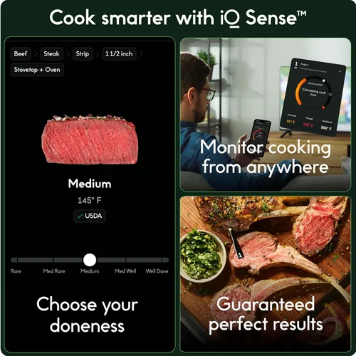 Miniatura 2 de CHEF iQ Sense Termómetro de Carne Inteligente Inalámbrico con Sonda Ultradelgada, Termómetro de Carne Bluetooth de Rango Ilimitado, Termómetro