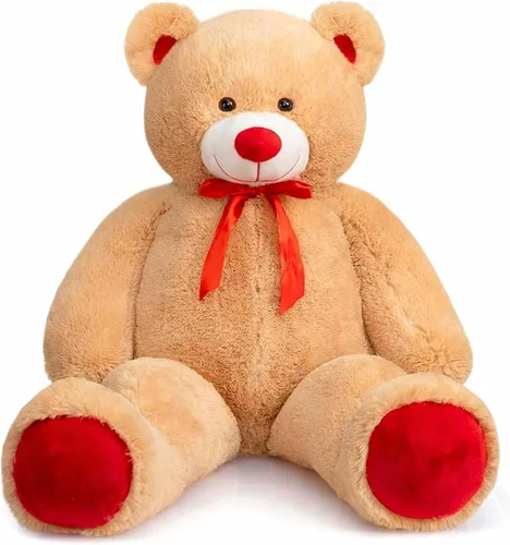 Miniatura 13 de Enorme Oso de Peluche Animal de Peluche Oso de Peluche Gigante con Lazo de Cinta Roja Juguete de Peluche de Día Regalo para Novia y Niños 36 Beige