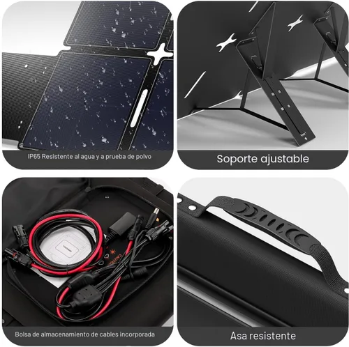 Miniatura 6 de GRECELL Panel solar portátil de 240 W para estación de energía, kit de panel solar plegable ultraligero, 25% de alta eficiencia, IP65 impermeable