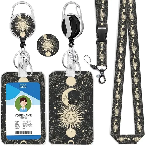 Miniatura 36 de Cordones azul bebé para llaves Portador de Insignias, Carrete de Insignias Retráctil con Clip de Mosquetón y Cordón Desmontable, Linda Tarjeta