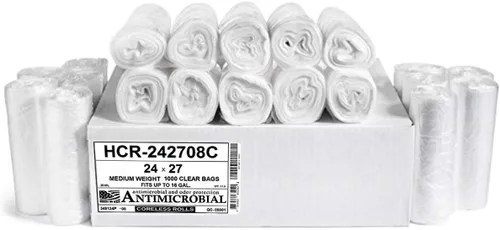 Miniatura 61 de Aluf Plastics Bolsas de basura de alta densidad, 10 galones, 1000 unidades, 6 micrones (eq), 24" x 24", transparentes, para baño, oficina