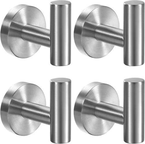 Miniatura 11 de Kruodop Ganchos para toallas de baño, 2 paquetes de soporte para toallas de pared, gancho negro mate para bata de pared, gancho de acero inoxidable