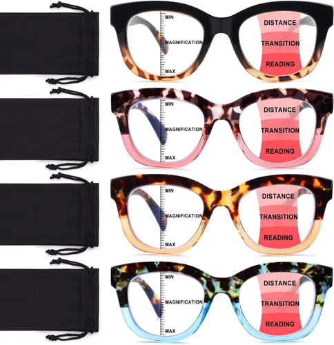 Lentes de lectura progresivas multifocales para mujeres y hombres, bloqueo de luz azul, para computadora, lectores multifocales no lineales con A4