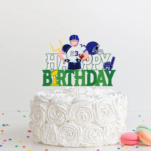 Miniatura 2 de Super Bowl - Decoración para pastel de feliz cumpleaños – Selección de pastel de fútbol americano – Decoración de pastel de jugador – Rugby Ball